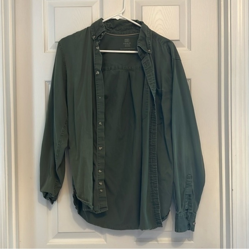Men's Olive Green Utility Button-Up Jacket